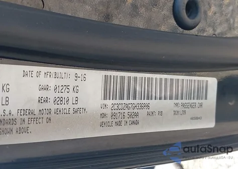 2016 Dodge Challenger Sxt from USA, damaged, VIN 2C3CDZAG7GH336806